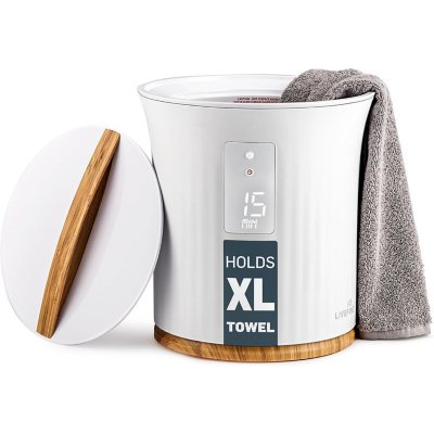 Live Fine Towel Warmer, Large Bucket Style Towel Heater with LED Display, Adjustable Timer, &amp; More!:- White Lid, Fits 1