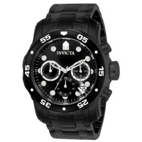 Invicta Pro Diver Scuba Quartz Chronograph Black Bracelet Mens Watch, 48mm