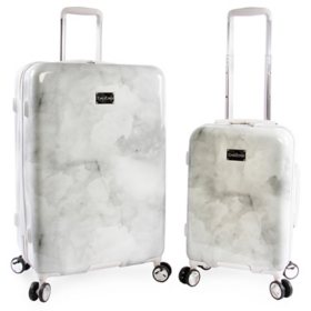 Bebe Lilah 2-Piece Hardside Luggage Set, Silver Marble		