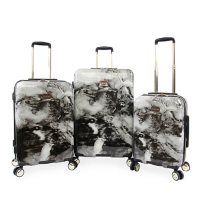 Bebe Teresa 3-Piece Hardside Luggage Set, Black Marble		