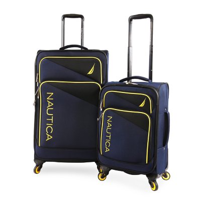 Nautica Emry 2pc Softside Luggage Set, Navy Yellow