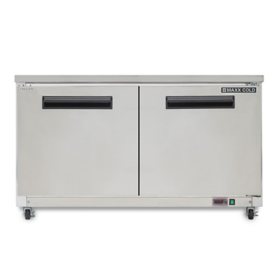 HorecaTraders Standing Freezer with Wheels | 2 doors | 134 x 84.5 x 200 cm