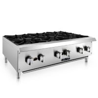 Cayvo Stainless Steel Hot Plates, 6 Burners (Choose Liquid Propane or Natural Gas)