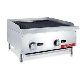 General Stainless Steel Gas Rock Charbroiler, Standard Shipping (Choose Size & Gas Type)