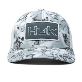 Men's Huk Fin Flats Camo Trucker Hat, Harbor Mist
