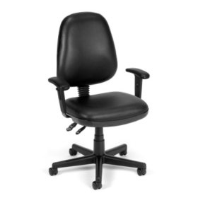OFM Straton Series Vinyl Task Chair with Arms, in Black (119-VAM-AA-606)