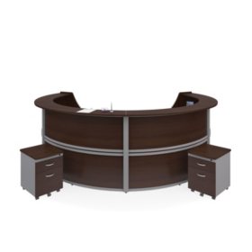 Marque 4 Unit Reception Station With 2 Locking Drawer Pedestals