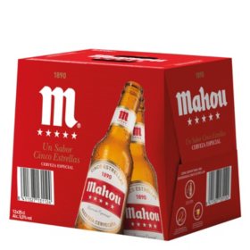 Mahou Cinco Estrellas Cerveza Especial 8 fl. oz. bottle, 12 pk.