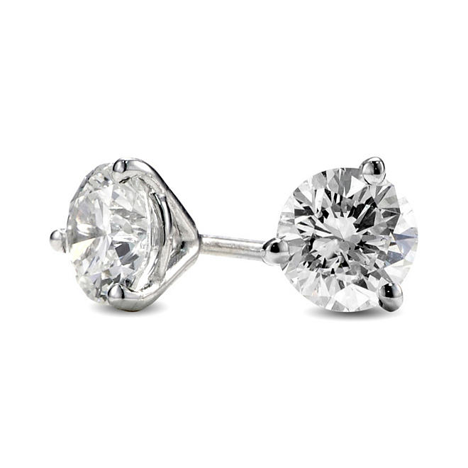 0.76 ct. t.w. Premier Diamond Collection 3-Prong Martini Round Diamond Earrings in 14k White Gold (F-G, SI2-I1)