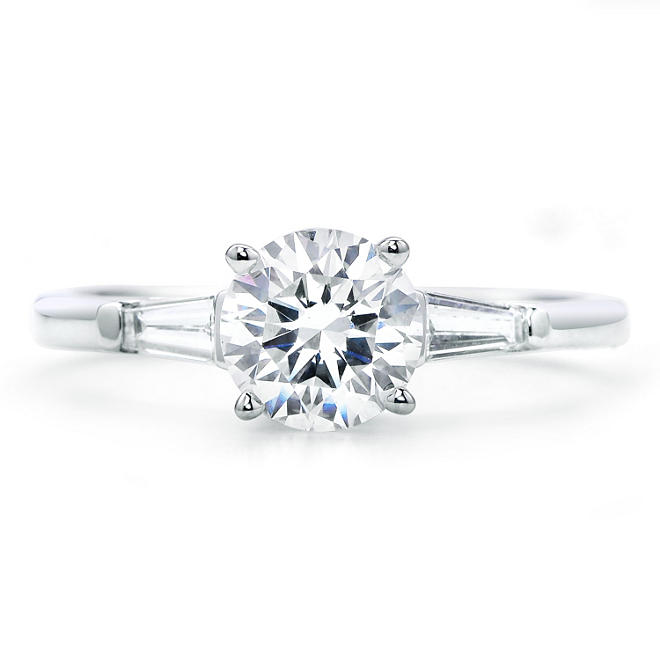 1.53 ct. t.w. Premier Diamond Collection Round + 2 Baguettes  Diamond Ring in 14k White Gold (G, SI2)