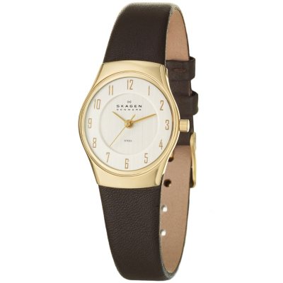Skagen Women's Modern Yellow Gold Plated Stainless Steel and Leather ...