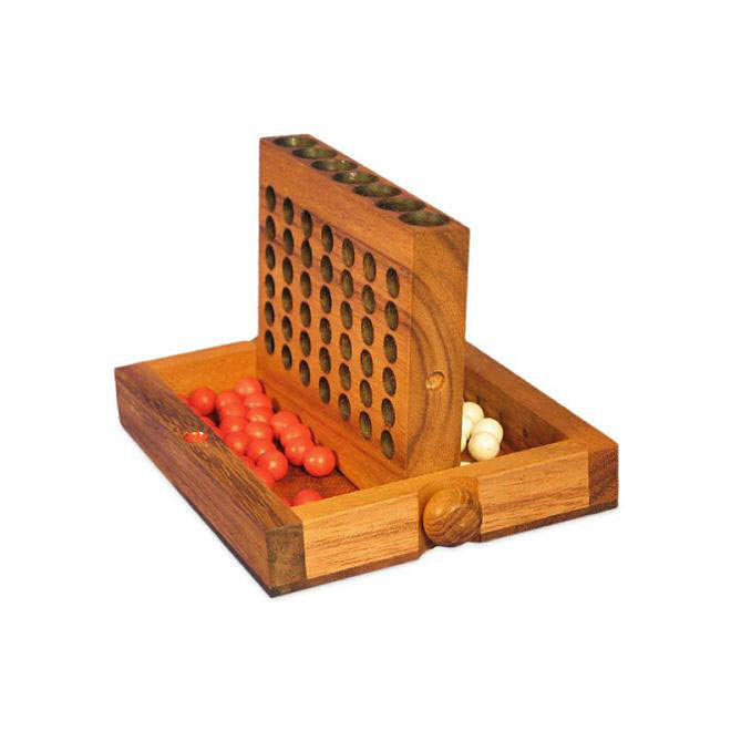 Carved Hand-Painted Travel Size Connect Four Game
