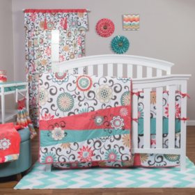 Waverly Pom Pom Play 4 Piece Crib Bedding Set Coral Sam S Club