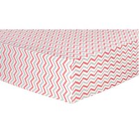 Trend Lab Flannel Fitted Crib Sheet - Coral, Gray and White Chevron