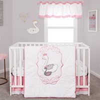 Trend Lab 4-Piece Crib Bedding Set, Swans