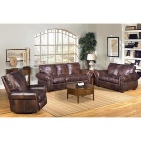 Kingston Top Grain Leather Sofa Loveseat And Recliner