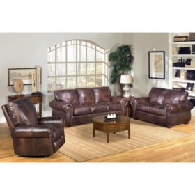 Kingston Top Grain Leather Sofa Loveseat And Recliner Living Room