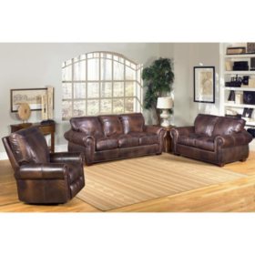 Kingston Top Grain Leather Sofa Loveseat And Recliner