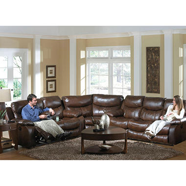 Colton Leather Reclining Sectional Living Room 3-Piece Set