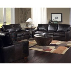 Burbank Vintage Leather Craftsman Living Room 3 Piece Set Sam S Club