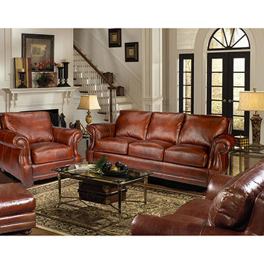 Bristol Vintage Leather Craftsman 4 Piece Living Room Set
