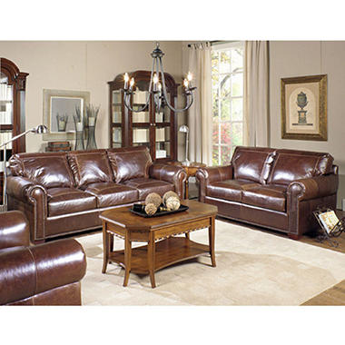 Ashland Vintage Leather Craftsman 3-Piece Living Room Set