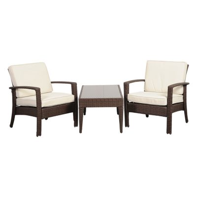 Cavalier Synthetic Brown Wicker Balcony 3 Piece Patio Set