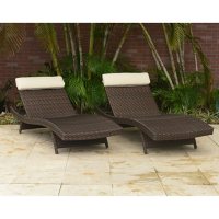 Cavalier Synthetic Wicker Patio Lounge Chairs Choice of Brown or  Gray 