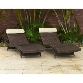 Cavalier Synthetic Wicker Patio Lounge Chairs - Choice of Brown or  Gray
