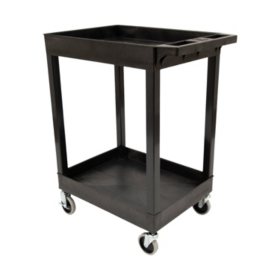 24" x 18" Plastic Utility Tub Cart - Two Shelf Black