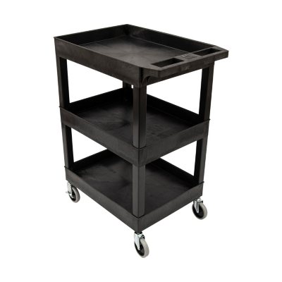 Rubbermaid® Commercial Xtra Instrument Cart with Locking Storage Area,  Plastic, 3 Shelves, 300 lb Capacity, 20 x 40.63 x 37.8, Gray