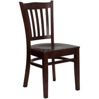 Hospitality Chair Mahogany Wood - Vertical Slat Back - Beech Wood Seat - 4 Pack