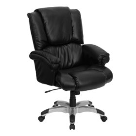Flash Furniture High Back Leather Overstuffed Executive Chair Black