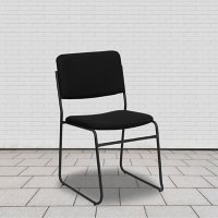 Hercules Fabric Stacking Chair with Sled Base - Black 