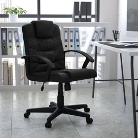 Flash Furniture Mid-Back Leather Office Chair, Black