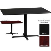 Hospitality Table  Rectangular - Black/Mahogany - 30" x 48" - 1 pk.