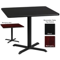 Hospitality Table  Square - Black/Mahogany - 36" x 36" - 1 pk.