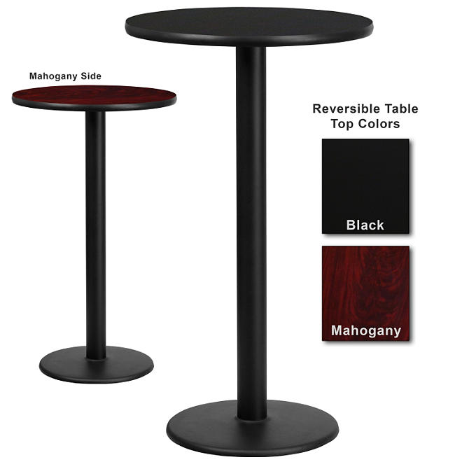 Bar Height Hospitality Table  Round Base - Black/Mahogany - 24" x 24" - 1 Pack