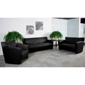 Flash Furniture Hercules Majesty Series Leather Sofa, Black