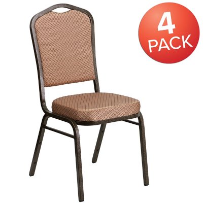 Flash Furniture 4 Pk HERCULES Series Crown Back Stacking Banquet Chair in Beige 