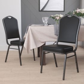 Flash Furniture Hercules Series Crown Back Vinyl Banquet Stack Chair, Black