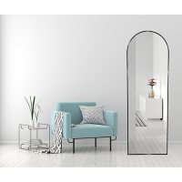 Always Home Black Full Length Metal Frame Arched Mirror, 67" x 22"