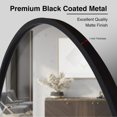 Black Round Metal Wall Mirror
