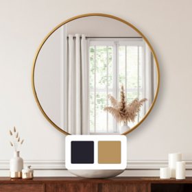 Jill Zarin 36" Elegant Round Metal Wall Mirror, Assorted Colors