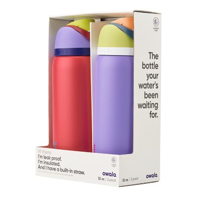 Owala FreeSip 32-oz. Stainless Steel Water Bottle + 2 Bonus Straws Combo  Pack (Assorted Colors)