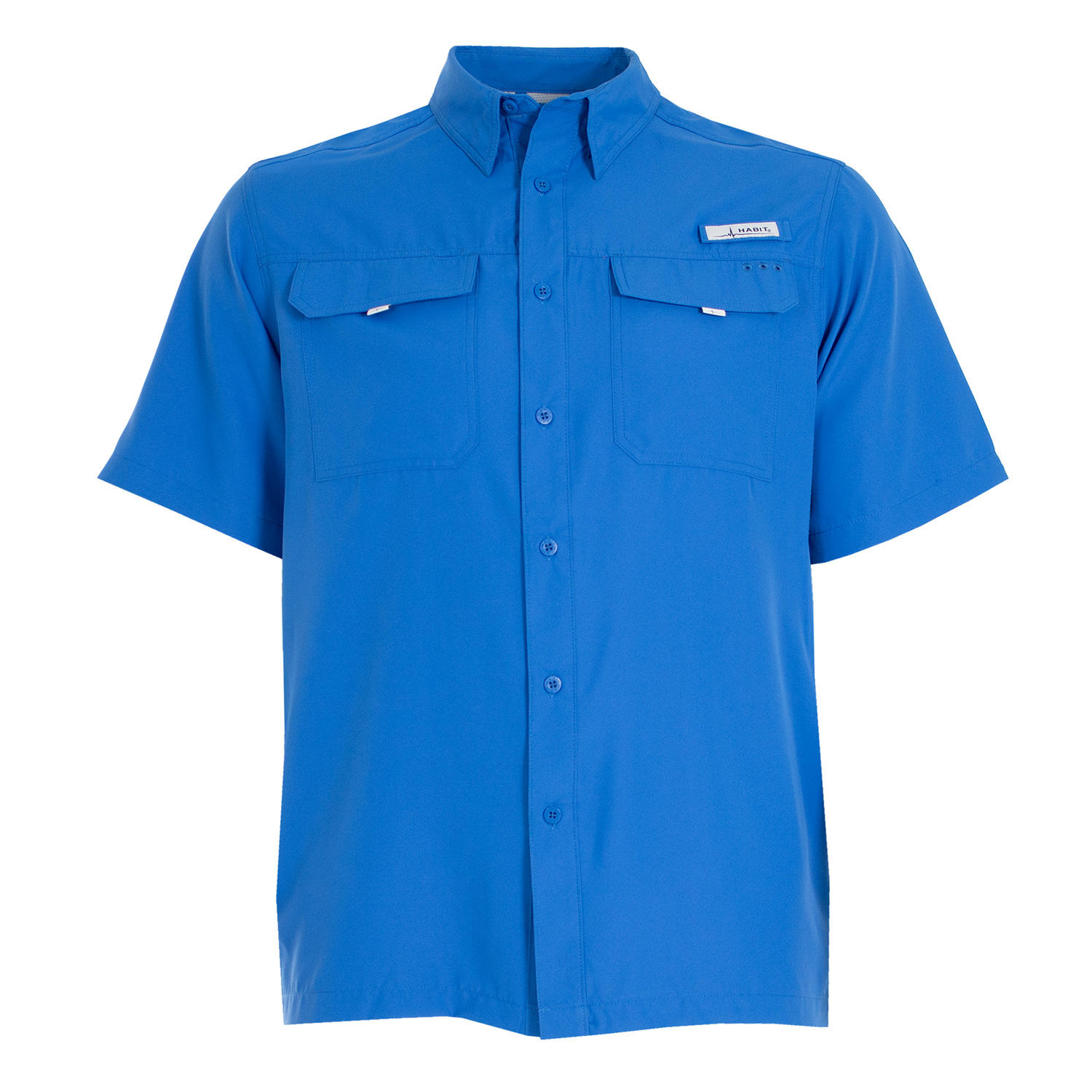 Habit Men's UPF 40+ UV Protection Short-Sleeve Fishing Shirt - Nautical Blue M