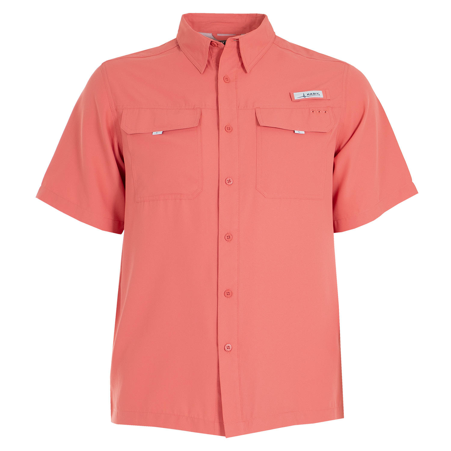 Habit Men's UPF 40+ UV Protection Short-Sleeve Fishing Shirt - Spiced Coral XL