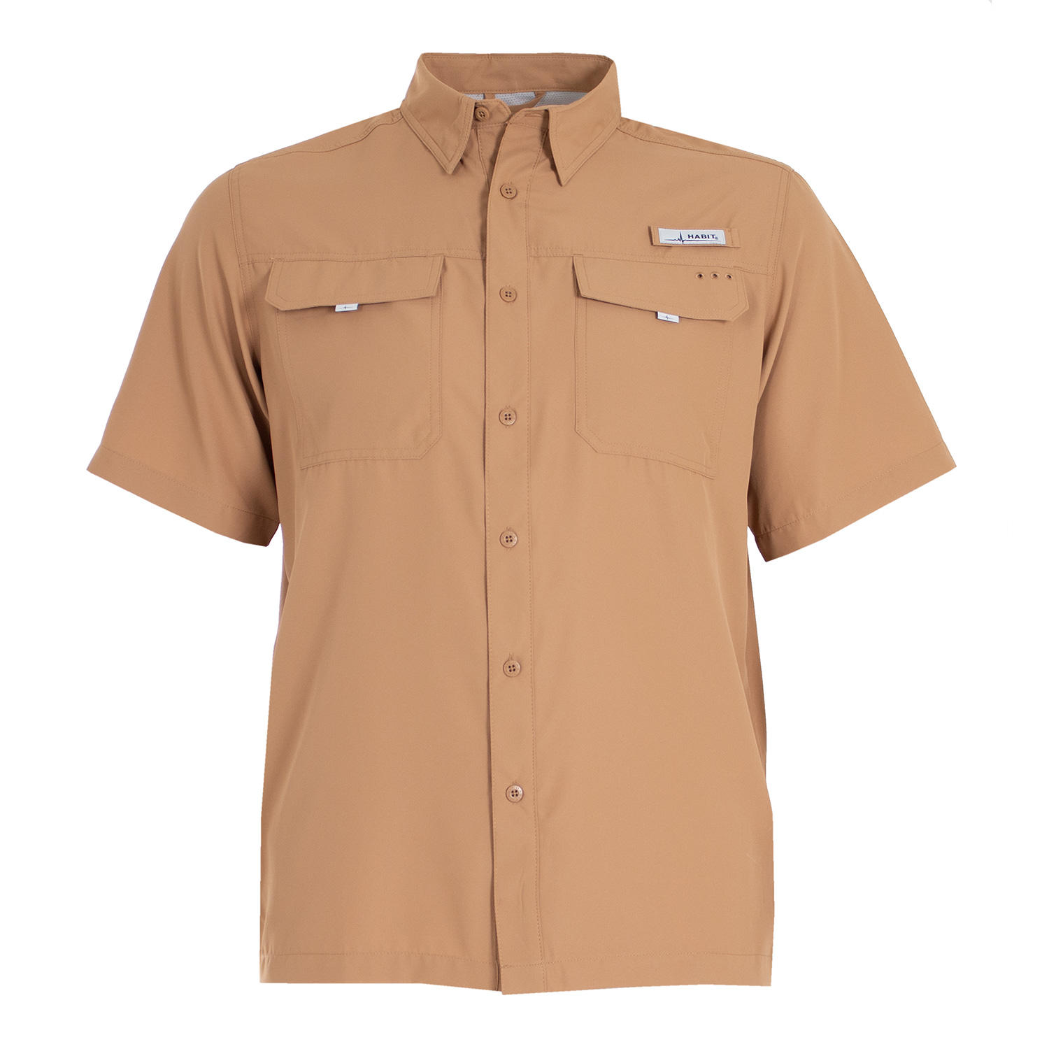 Habit Men's UPF 40+ UV Protection Short-Sleeve Fishing Shirt -Tobacco Brown XXL