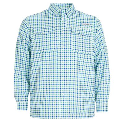 Habit Men's UPF 40+ UV Protection Long-Sleeve Fishing Shirt - Tackle Plaid Nautical Blue XXXL