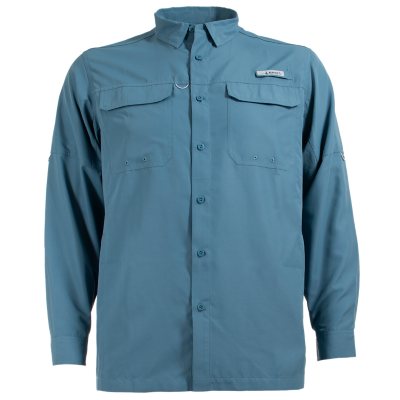 Habit Men's UPF 40+ UV Protection Long-Sleeve Fishing Shirt:- Bluestone, 3X